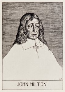Frontispice portrait de John Milton de Le Paradis perdu, une série de 12 illustrations gravées par William Strang